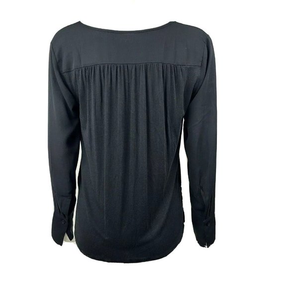 ANN TAYLOR LOFT Outlet Solid All Black Sheer Top Womens Size S Small - Picture 3 of 6